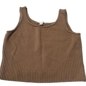 St. John Womens Cropped Sweater Tank Brown Sleeveless Scoop Neck